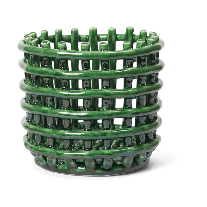 Ceramic braided basket Ø16 cm - Emerald Green - Ferm Living