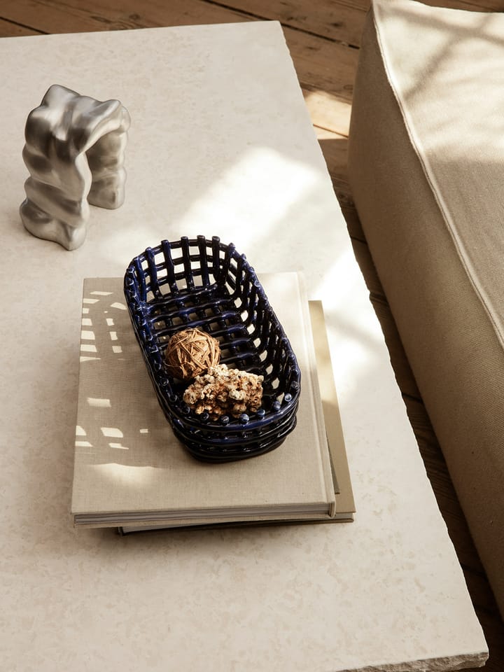 Ceramic plated basket oval 15x30 cm, Blue Ferm Living