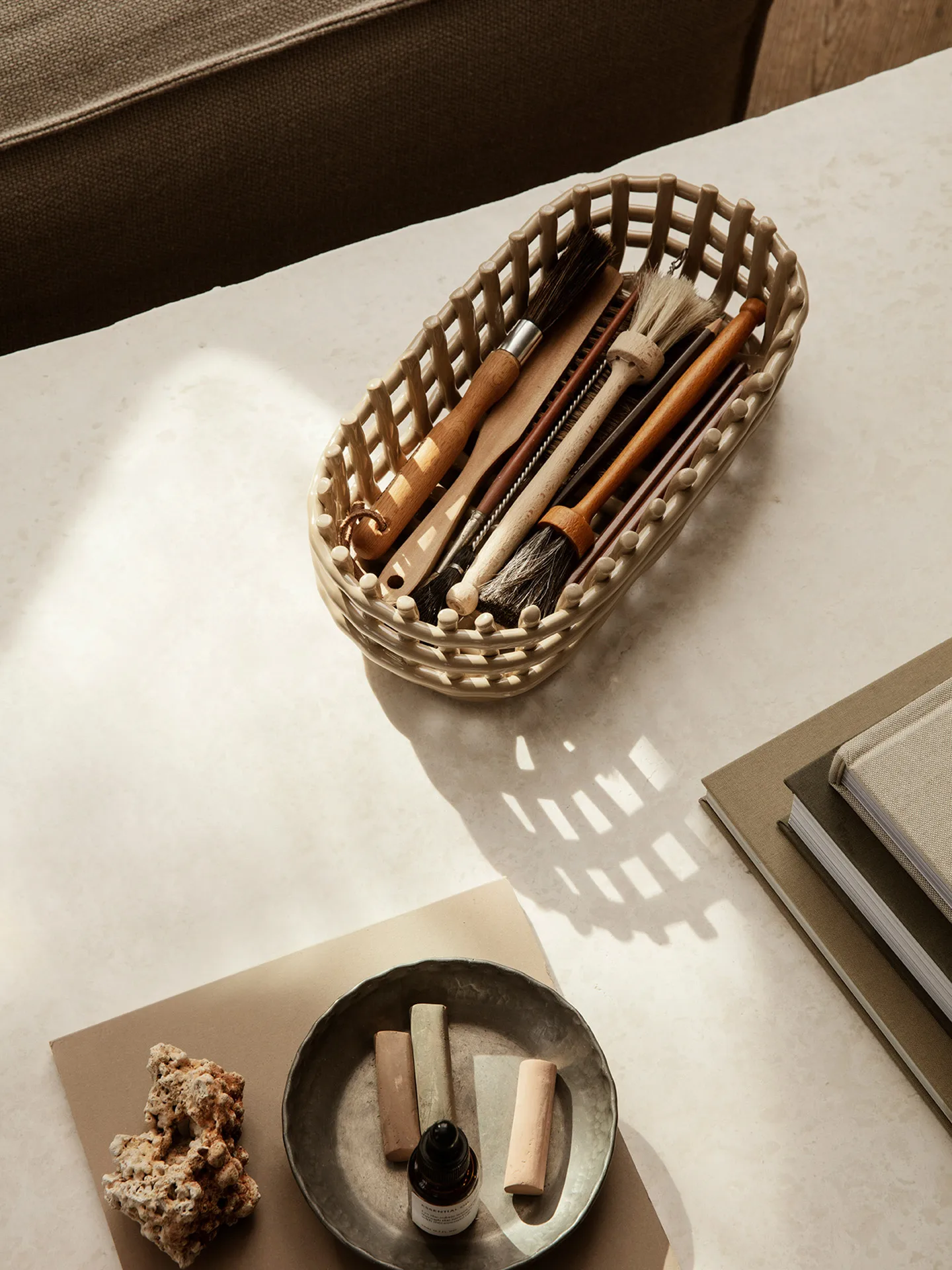 Ceramic plated basket oval 15x30 cm, Cashmere Ferm Living