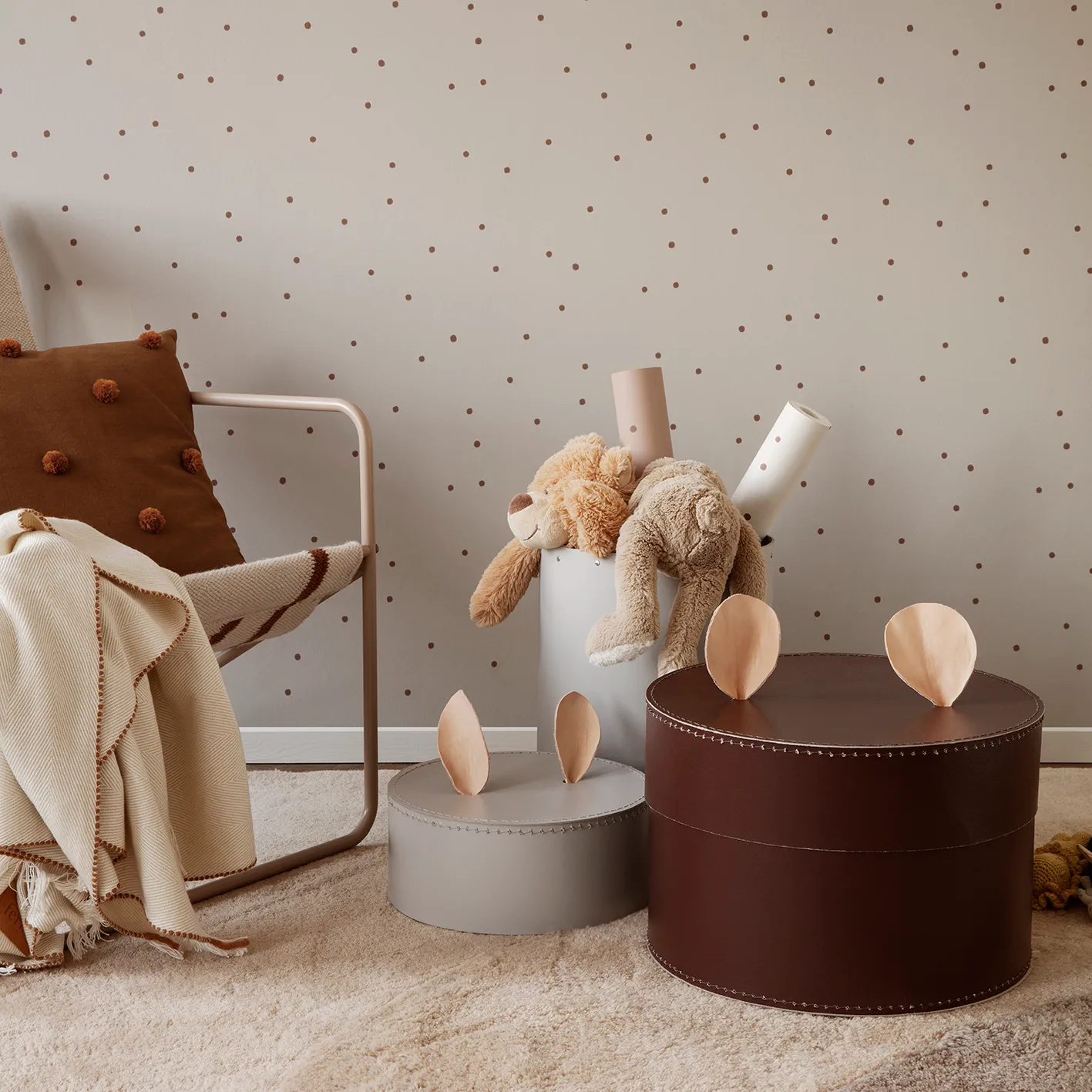 Dot cushion 50x50 cm, sugar kelp-mustard Ferm Living