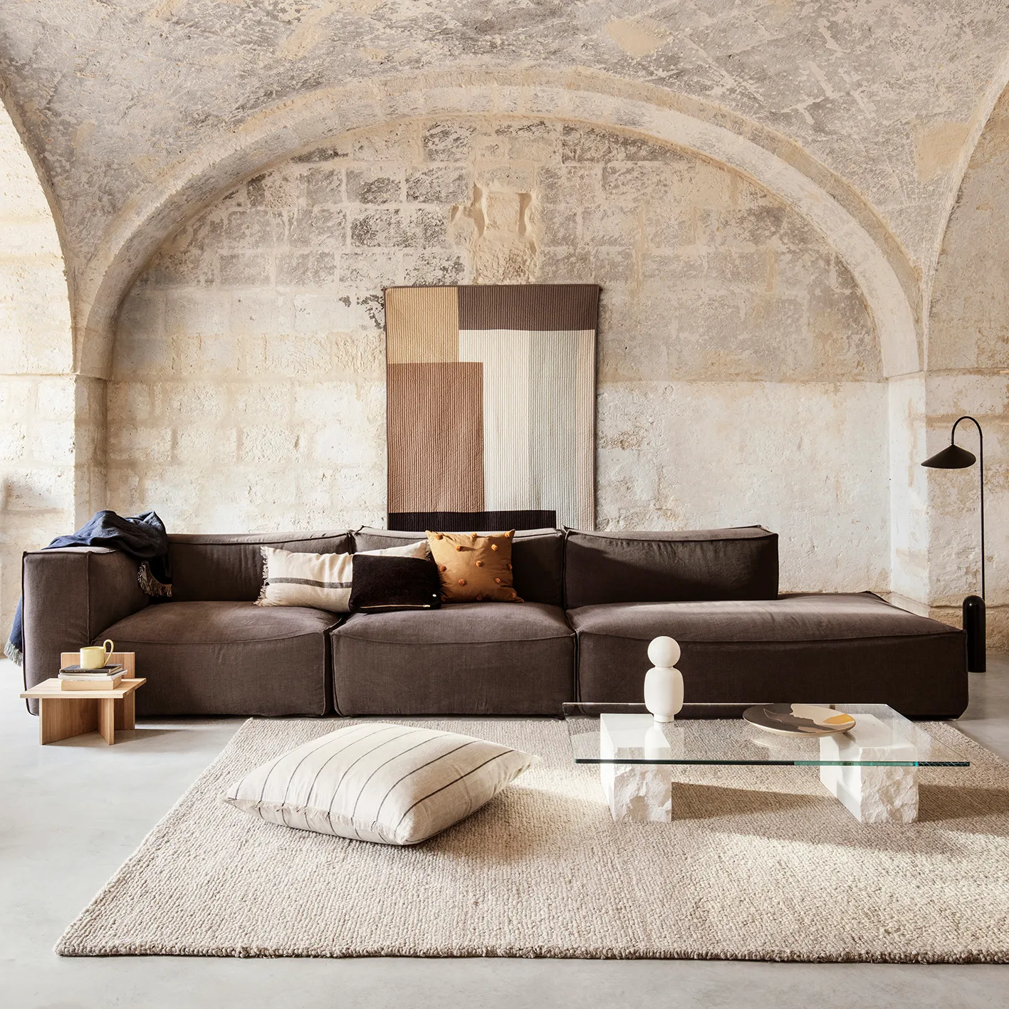 Dot cushion 50x50 cm, sugar kelp-mustard Ferm Living