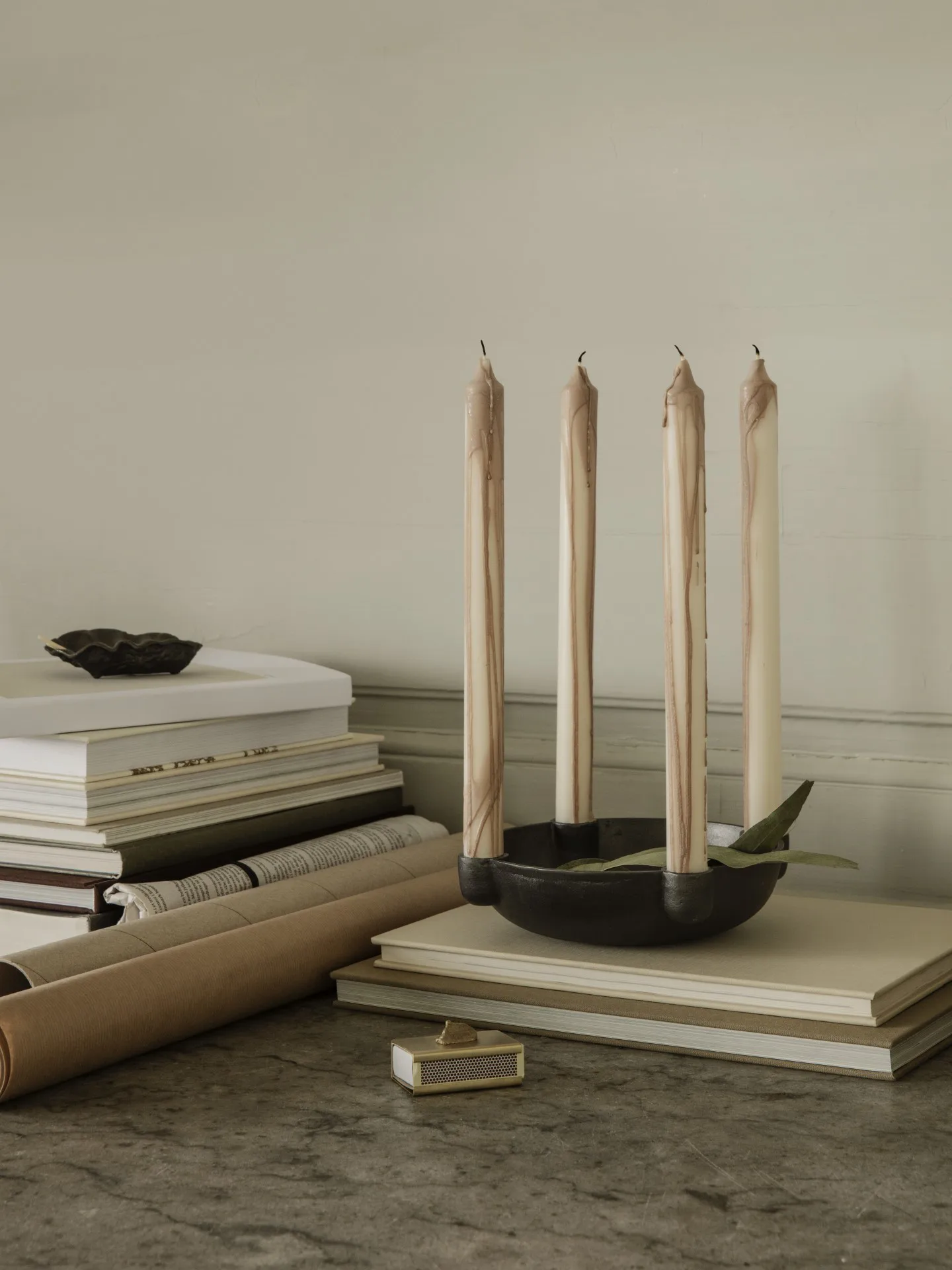 Dryp stearin candle 2-pack, Beige Ferm Living