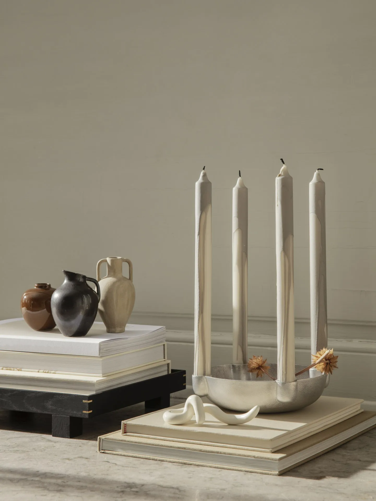 Dryp stearin candle 2-pack, Warm Grey Ferm Living