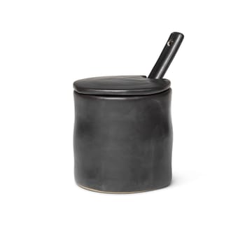 Flow jam-jar with spoon - black - Ferm Living