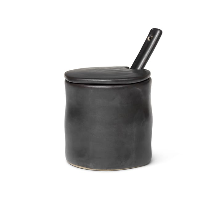 Flow jam-jar with spoon, black Ferm Living