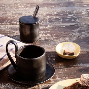 Flow jam-jar with spoon - black - Ferm Living