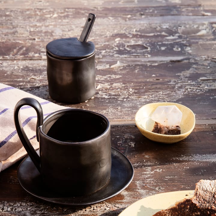 Flow jam-jar with spoon, black Ferm Living