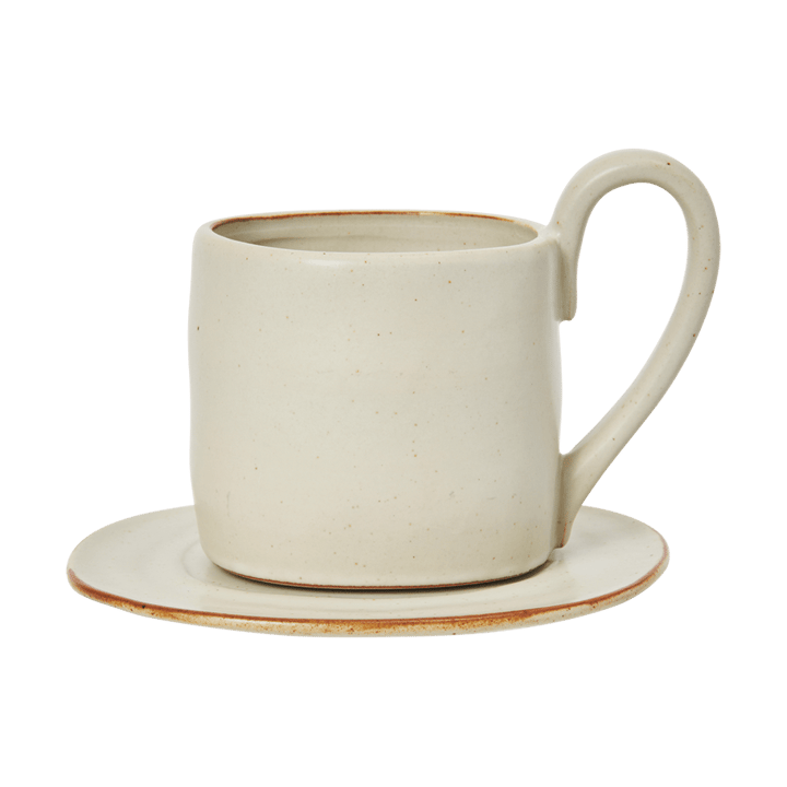 Flow mug with saucer 25 cl - Off-white speckle - Ferm Living