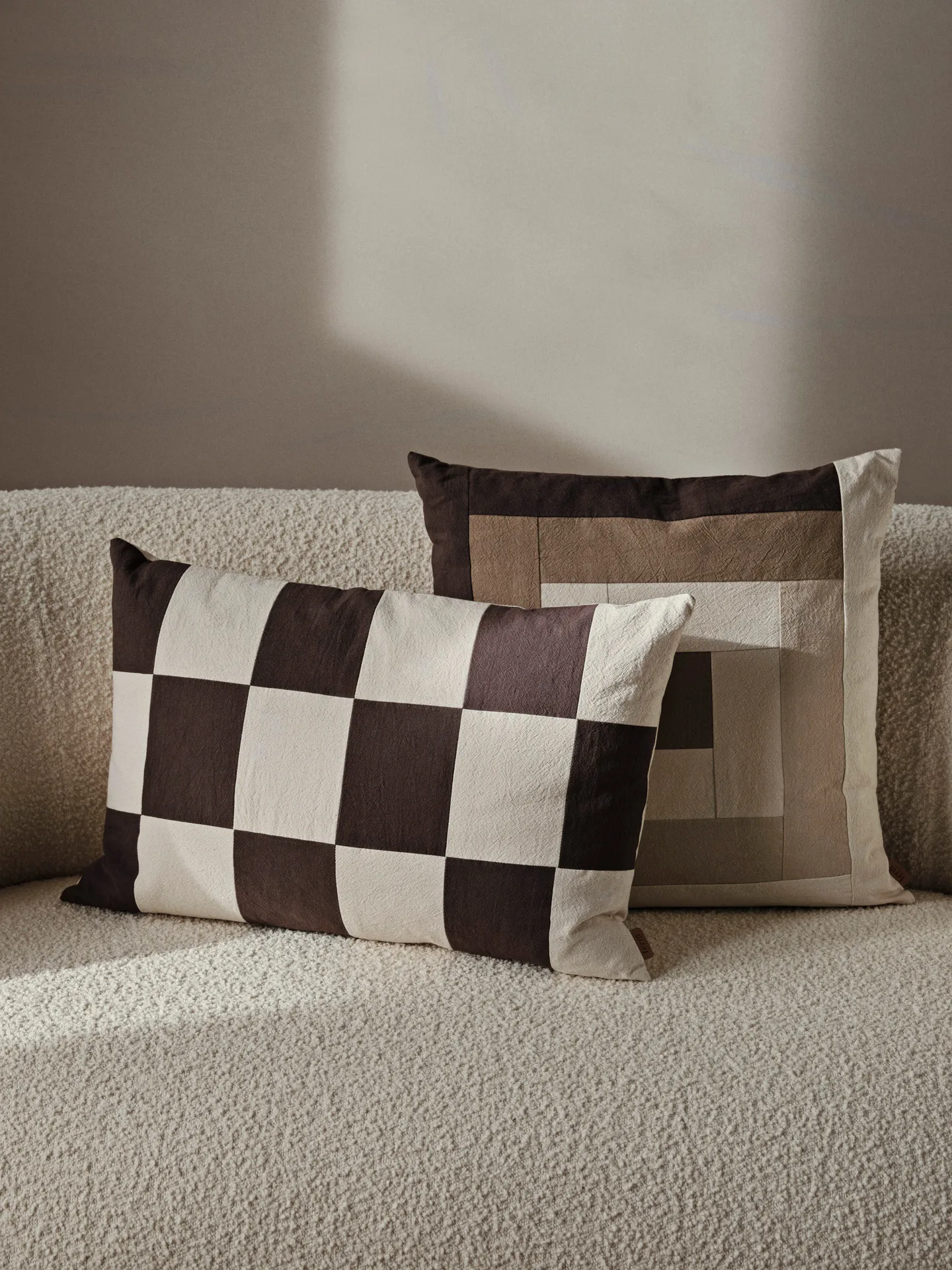 Fold patchwork cushion cover 40x60 cm, Coffee-undyed Ferm Living