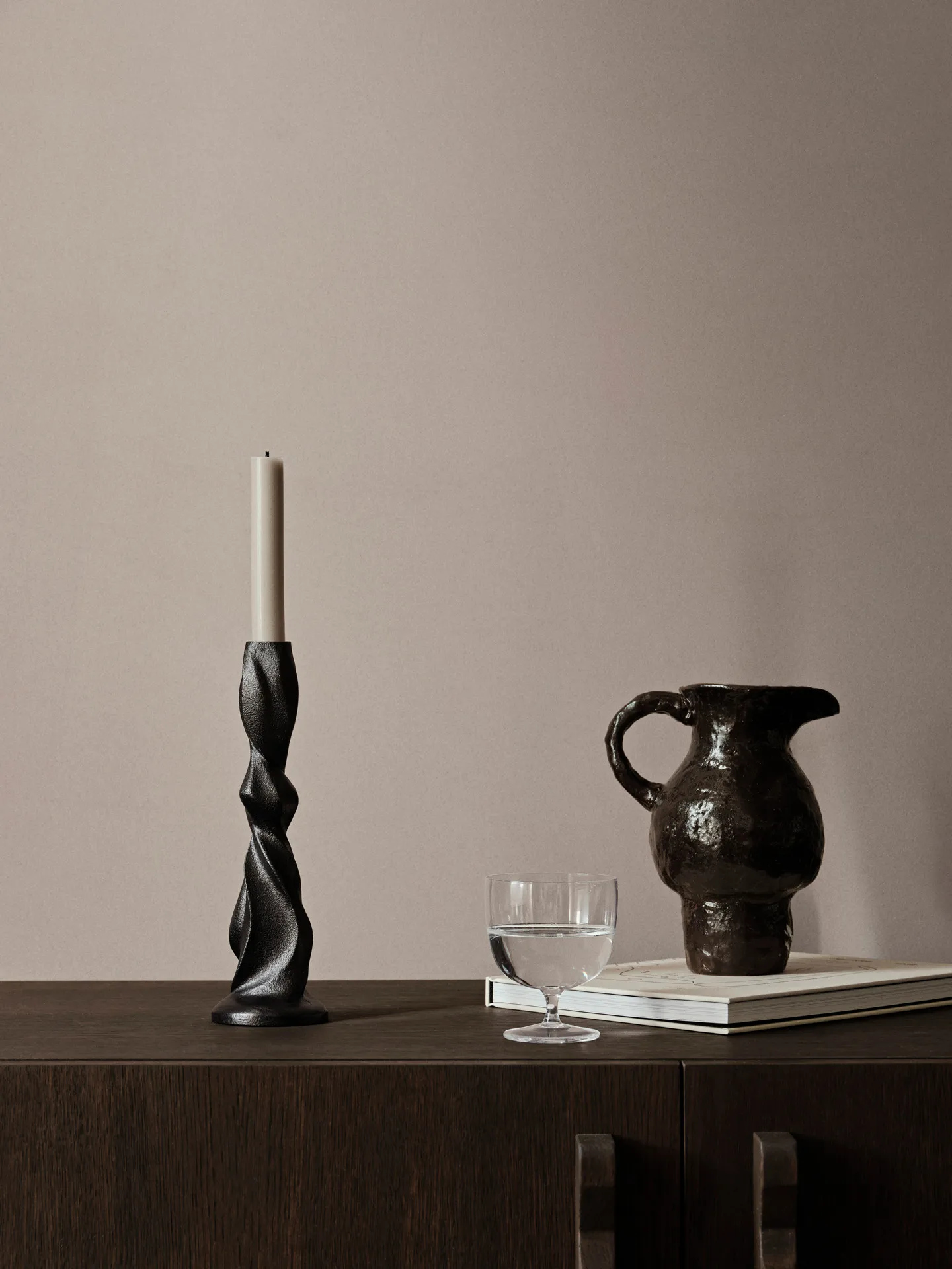 Gale candlestick 25 cm, Blackened Aluminium Ferm Living