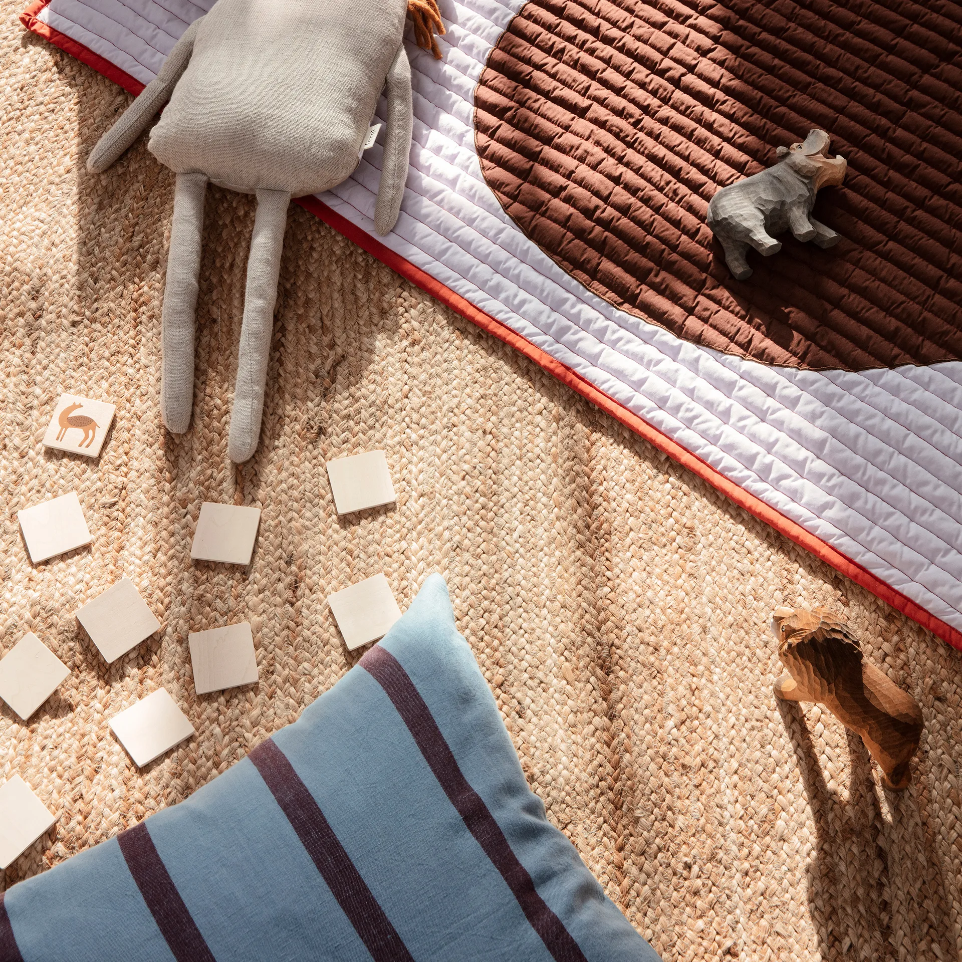 Grand cushion 50x50 cm, Faded blue-burgundy Ferm Living