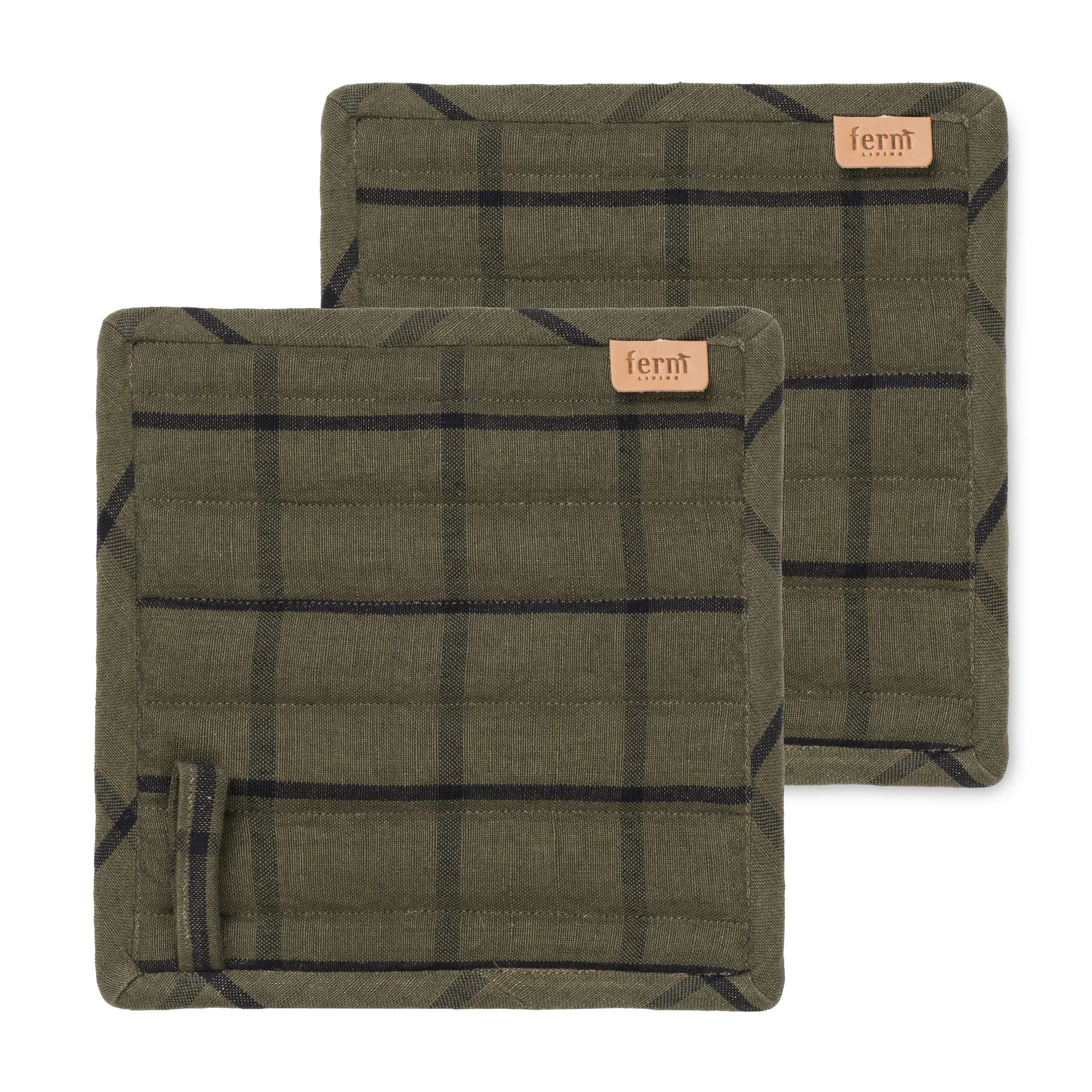 Hale oven mitt 2-pack, green-black Ferm Living