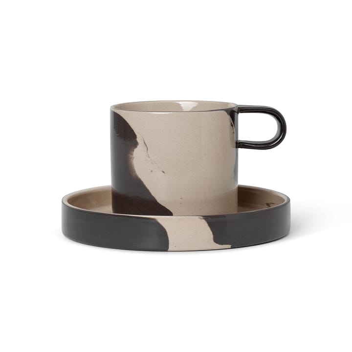 Inlay cup with saucer, Sand-brown ferm LIVING