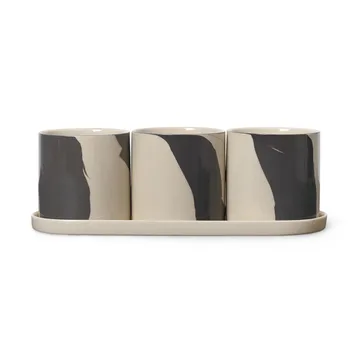 Inlay herb pot with saucer 4 pieces - Sand-brown - Ferm Living