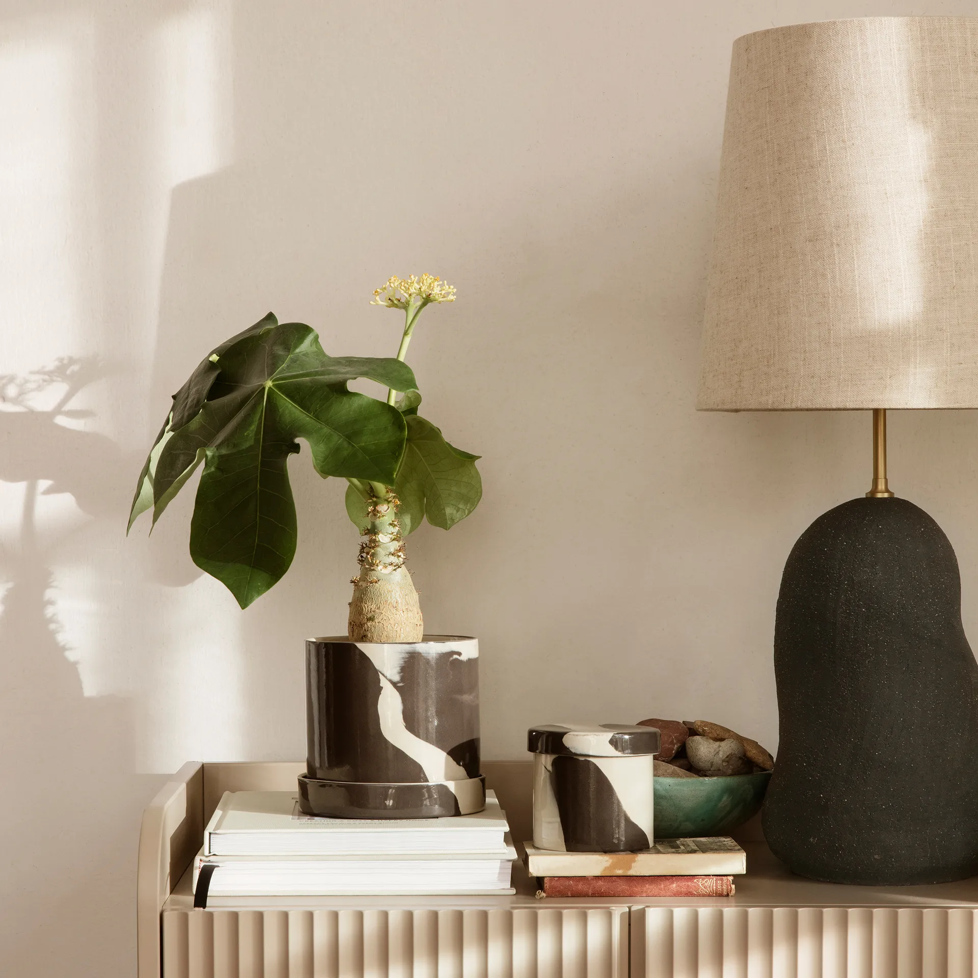 Inlay storage jar Ø14.5 cm, Sand-brown Ferm Living