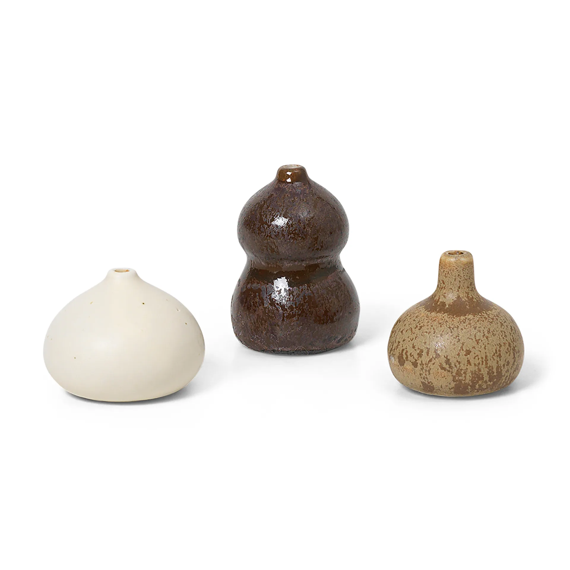 Komo vasee mini set of 3, Brown-white Ferm Living