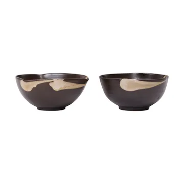 Koyo bowl 2-pack - Dark brown-buff, Ø11.5x6 cm - Ferm Living