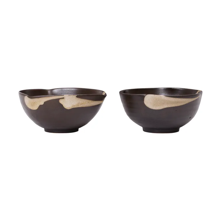 Koyo bowl 2-pack - Dark brown-buff, Ø11.5x6 cm - Ferm Living