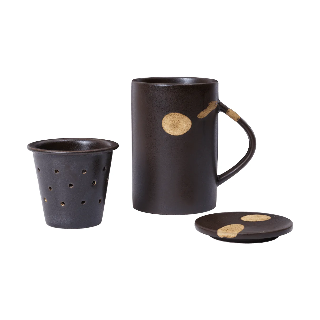 Koyo tea mug with infuser 40 cl, Dark brown-buff Ferm Living
