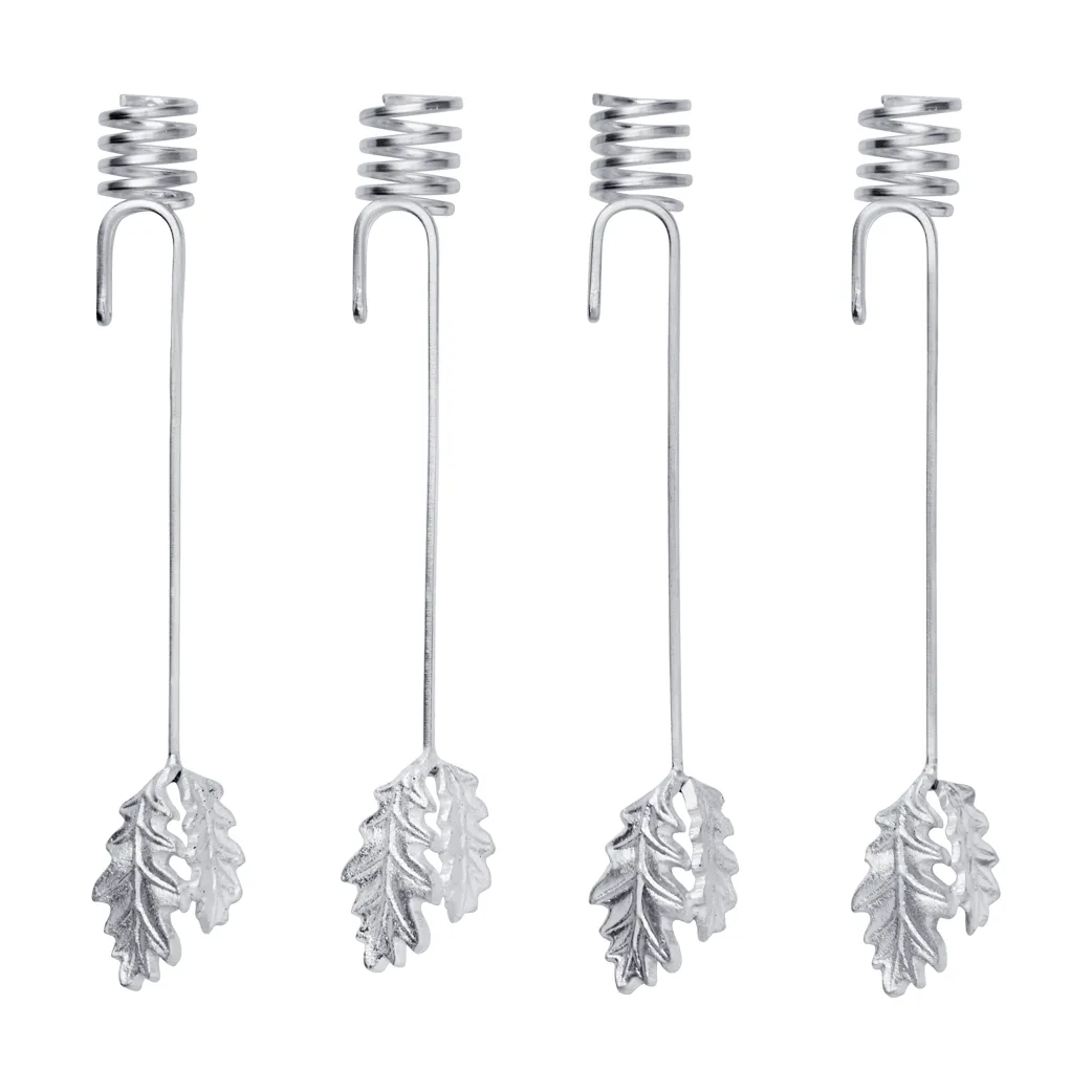 Oak leaf Christmas tree candle holder 4-pack, Silver Ferm Living