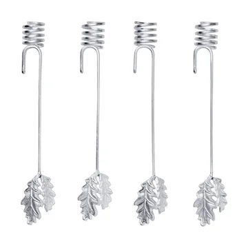 Oak leaf Christmas tree candle holder 4-pack - Silver - Ferm Living