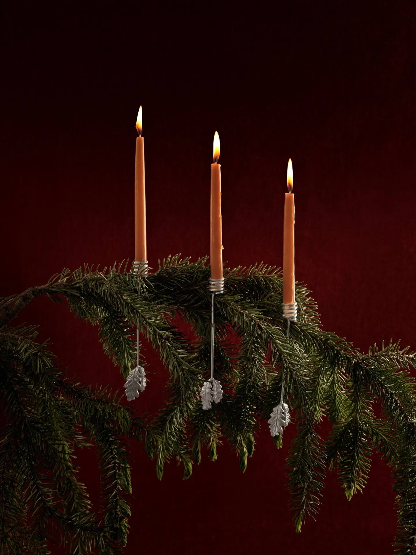 Oak leaf Christmas tree candle holder 4-pack, Silver Ferm Living