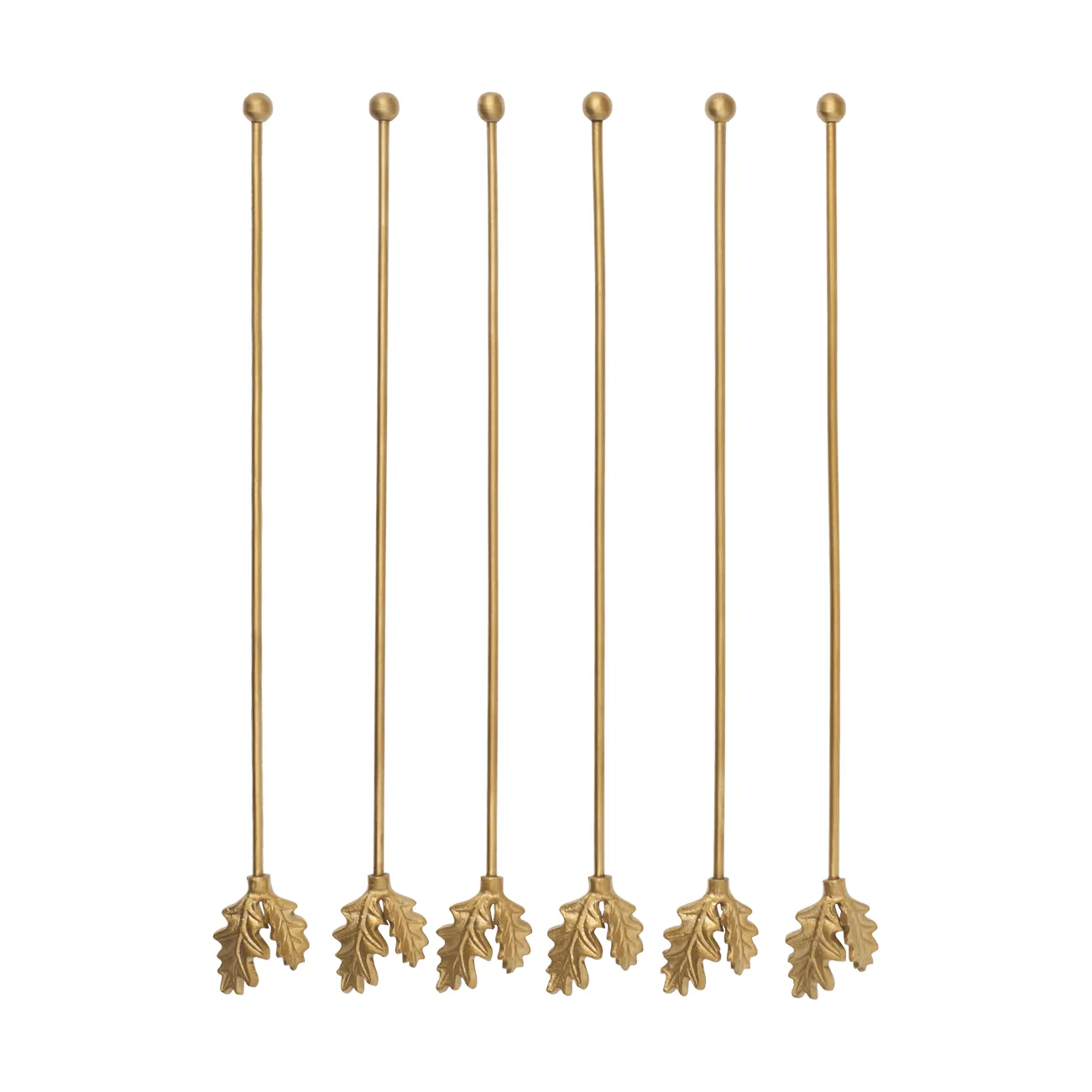 Oak Leaf drink stirrers 6-pack, Brass Ferm Living
