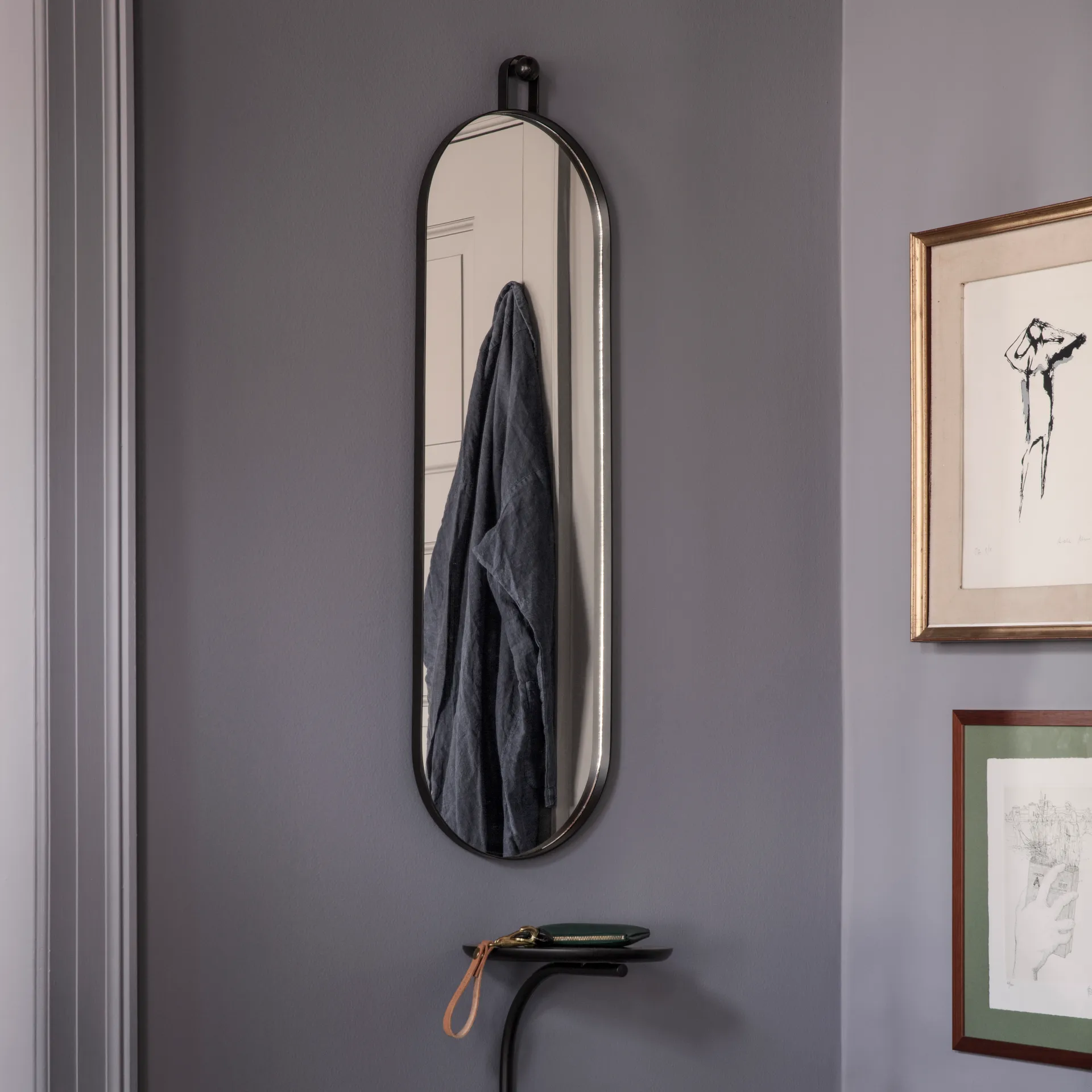 Poise oval mirror, black Ferm Living