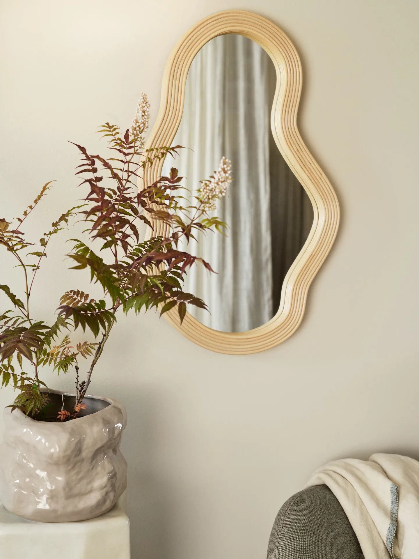 Pond mirror medium, Rattan Ferm Living