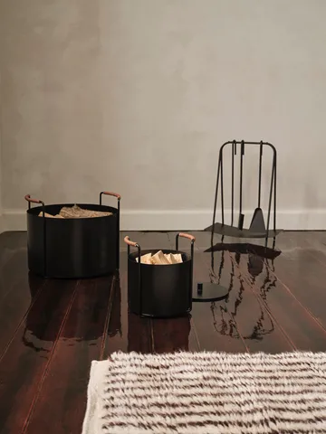 Port wood basket, 42x40x32,4 cm - Black - Ferm Living