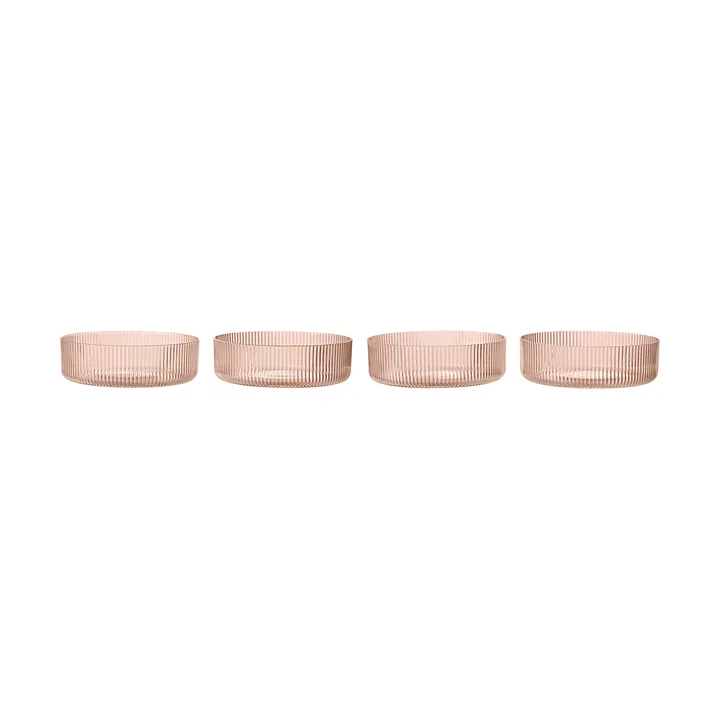 Ripple breakfast bowl 4-pack - Blush - Ferm Living