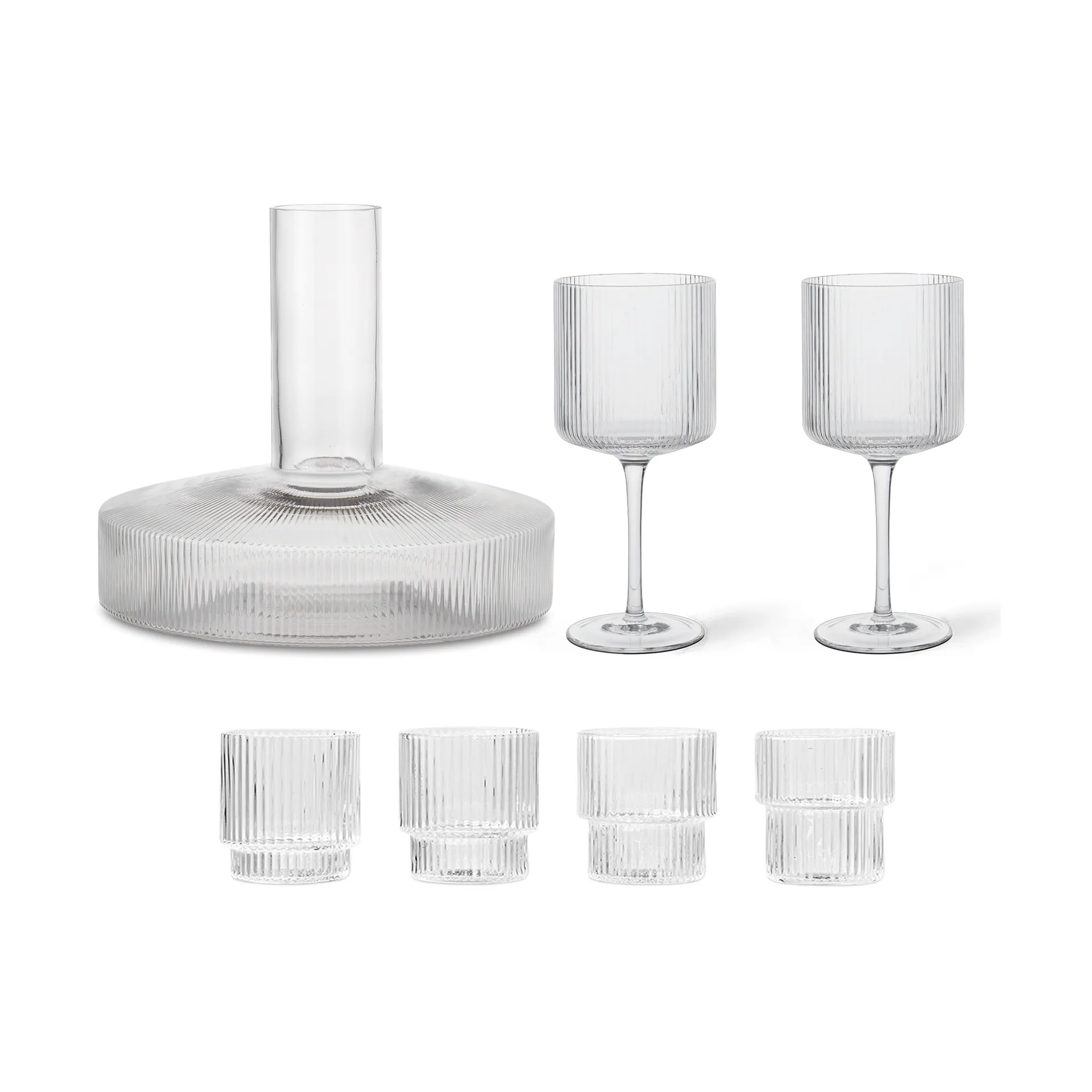 Ripple carafe and glass 17 pieces - Clear Ferm Living