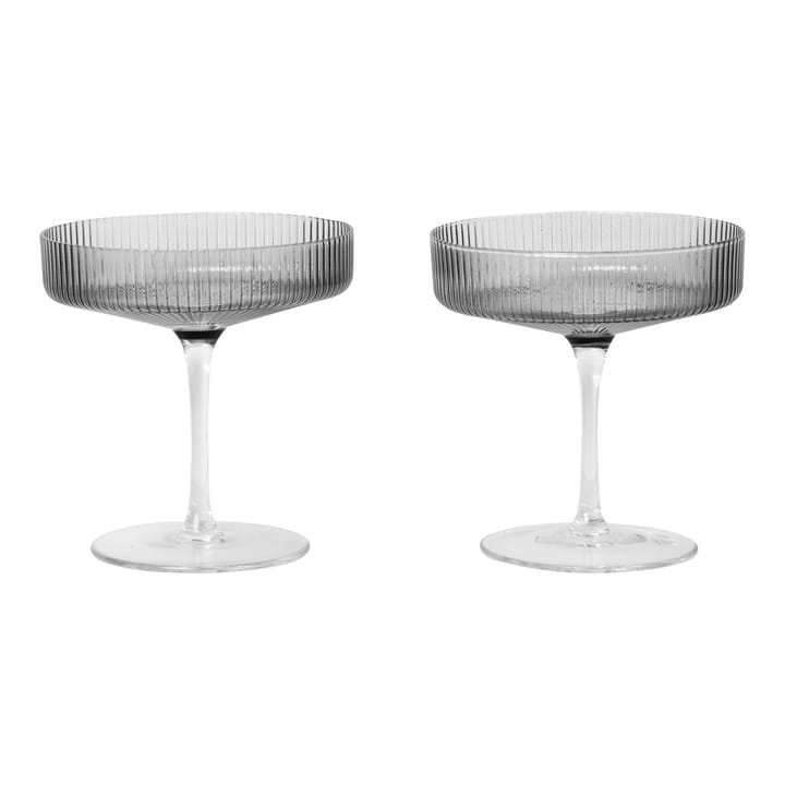 Ripple champagne glass 2-pack, smoked grey ferm LIVING