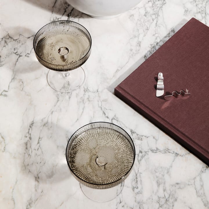 Ripple champagne glass 2-pack, smoked grey Ferm Living