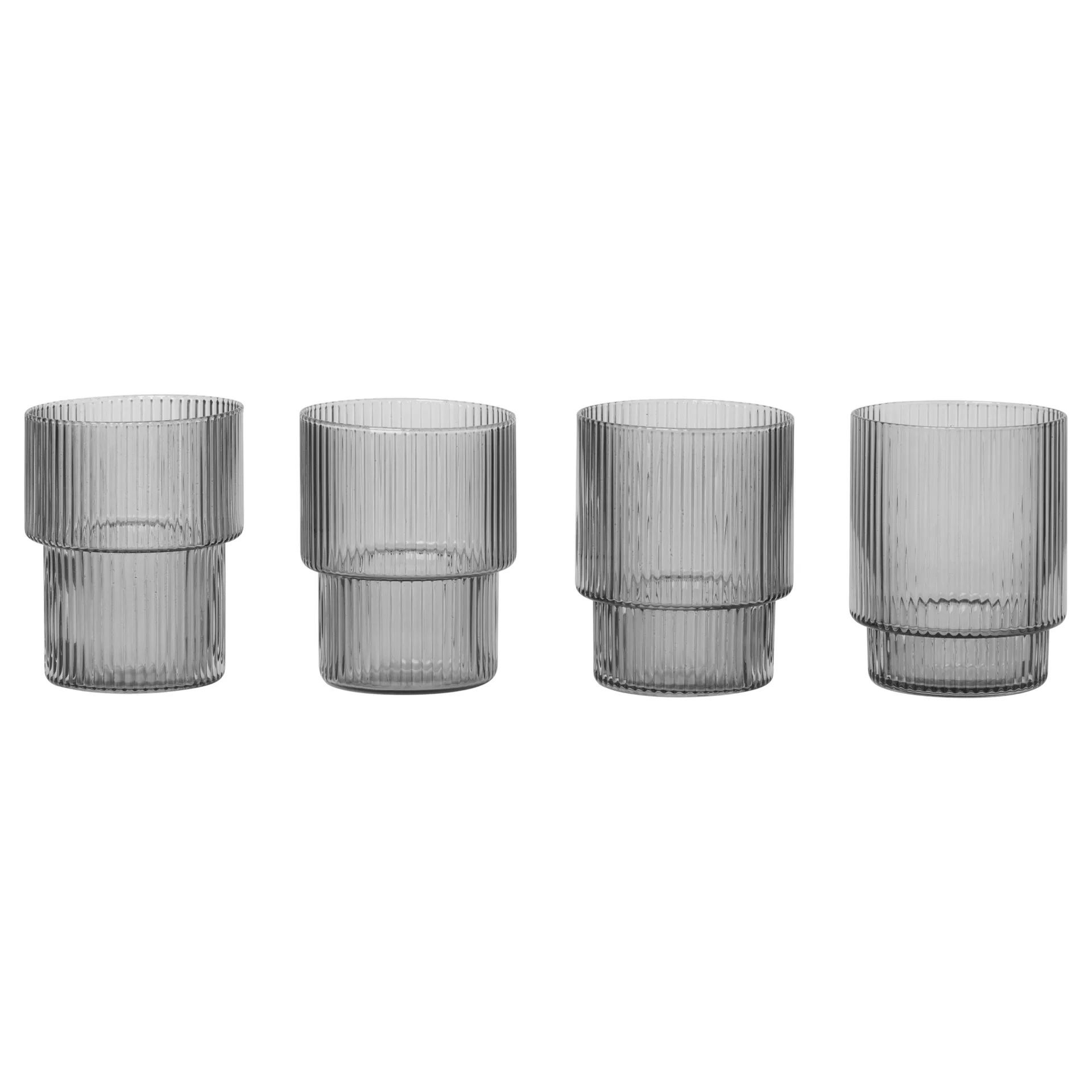Ripple glass 4-pack, smoked grey Ferm Living