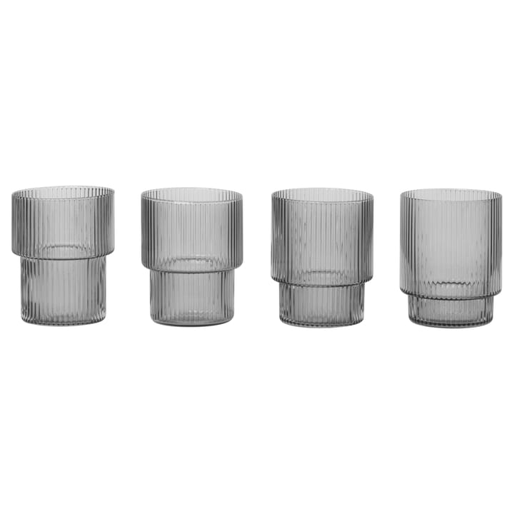 Ripple glass 4-pack, smoked grey ferm LIVING