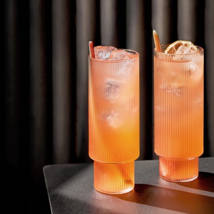Ripple long drink glass 4-pack, clear Ferm Living
