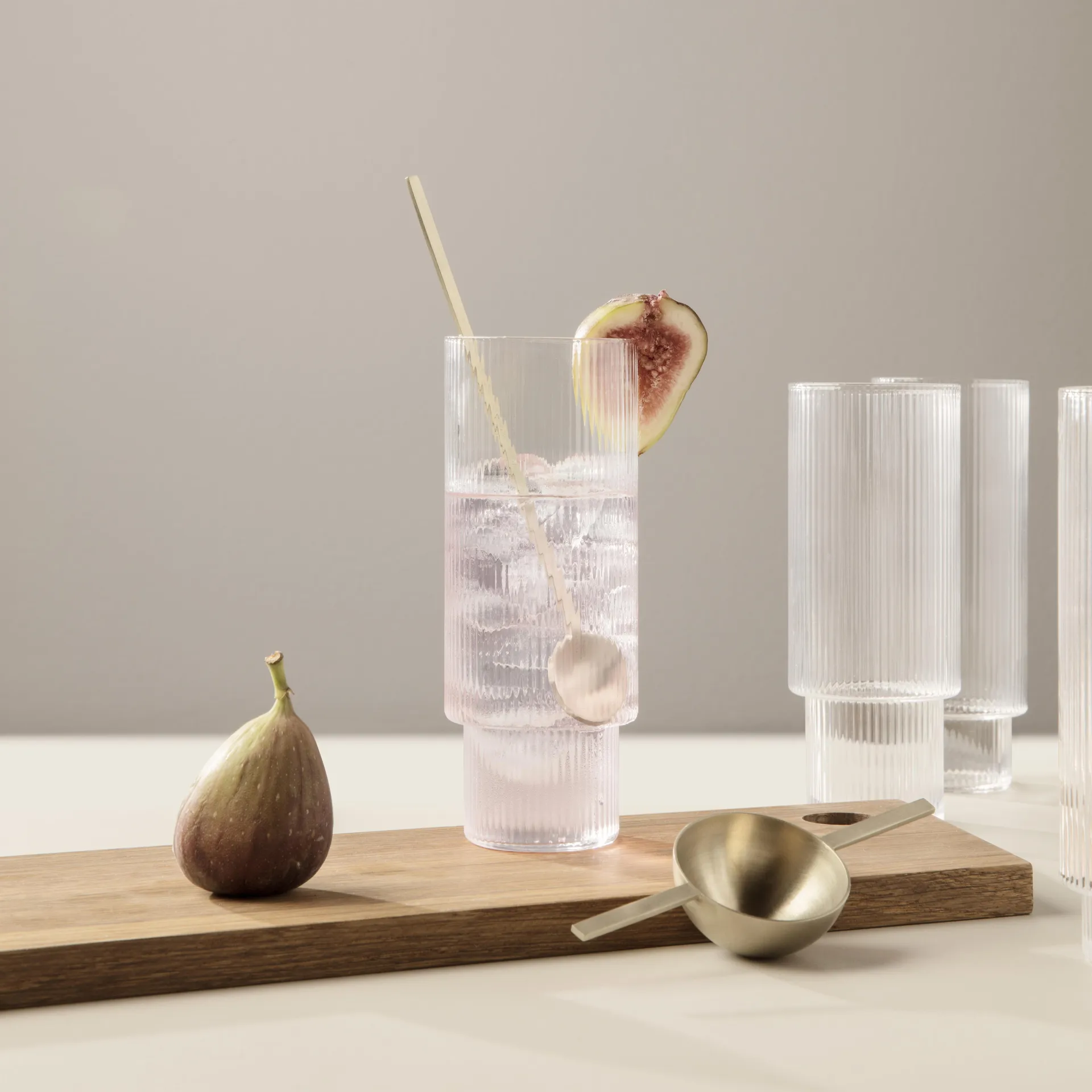Ripple long drink glass 4-pack, clear Ferm Living