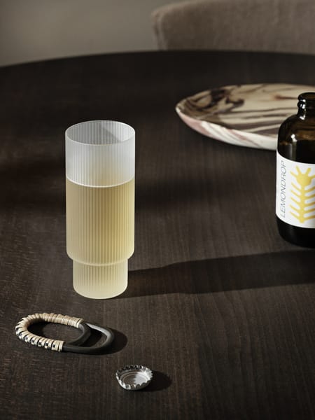 Ripple long drink glass 4-pack, Frosted Ferm Living