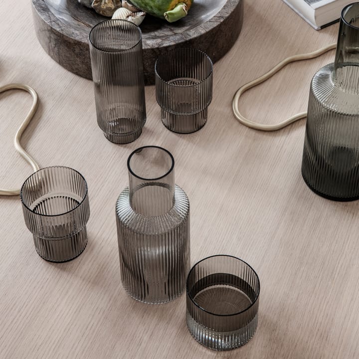 Ripple long drink glass 4-pack, smoked grey Ferm Living