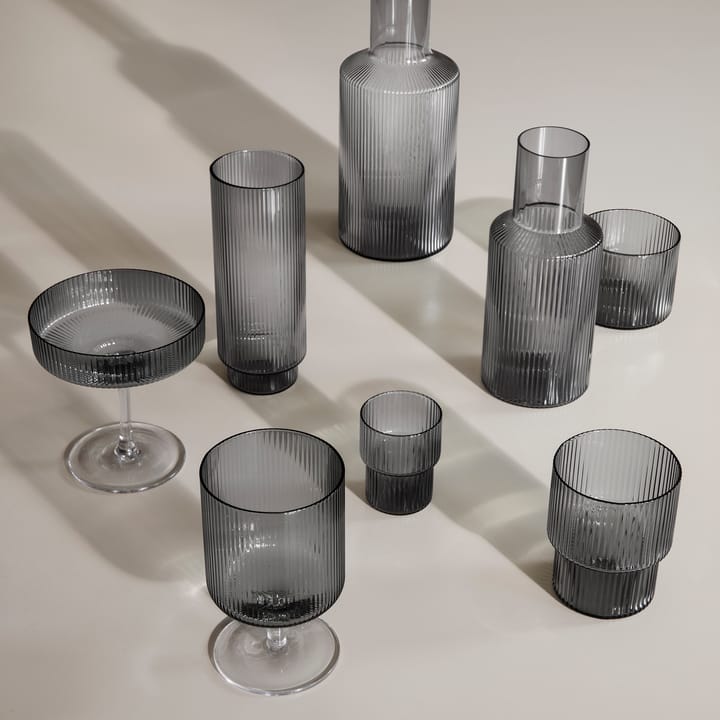 Ripple long drink glass 4-pack, smoked grey ferm LIVING