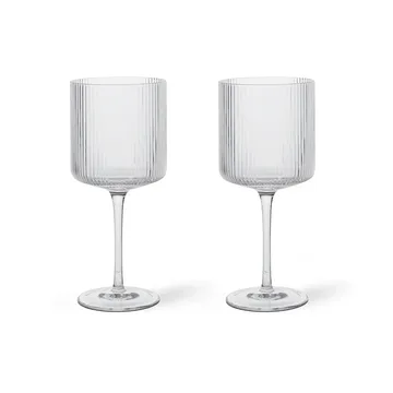 Ripple red wine glass 32,5 cl 2-pack - Clear - Ferm Living