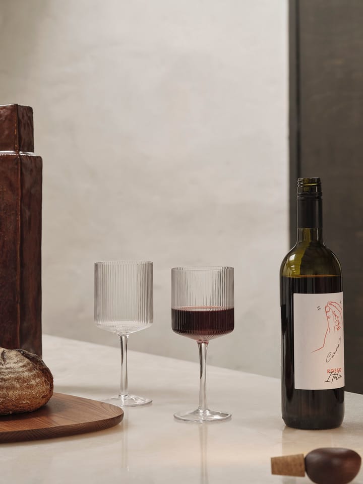 Ripple red wine glass 32,5 cl 2-pack, Clear Ferm Living
