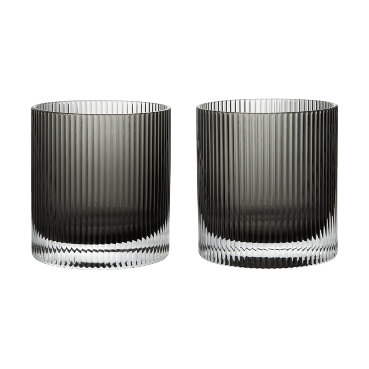 Ripple tumbler glass 25 cl 2-pack - Smoked Grey - Ferm Living