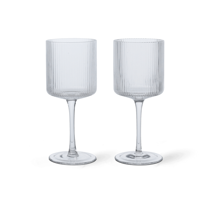 Ripple white wine glass 26 cl 2-pack - Clear - Ferm Living