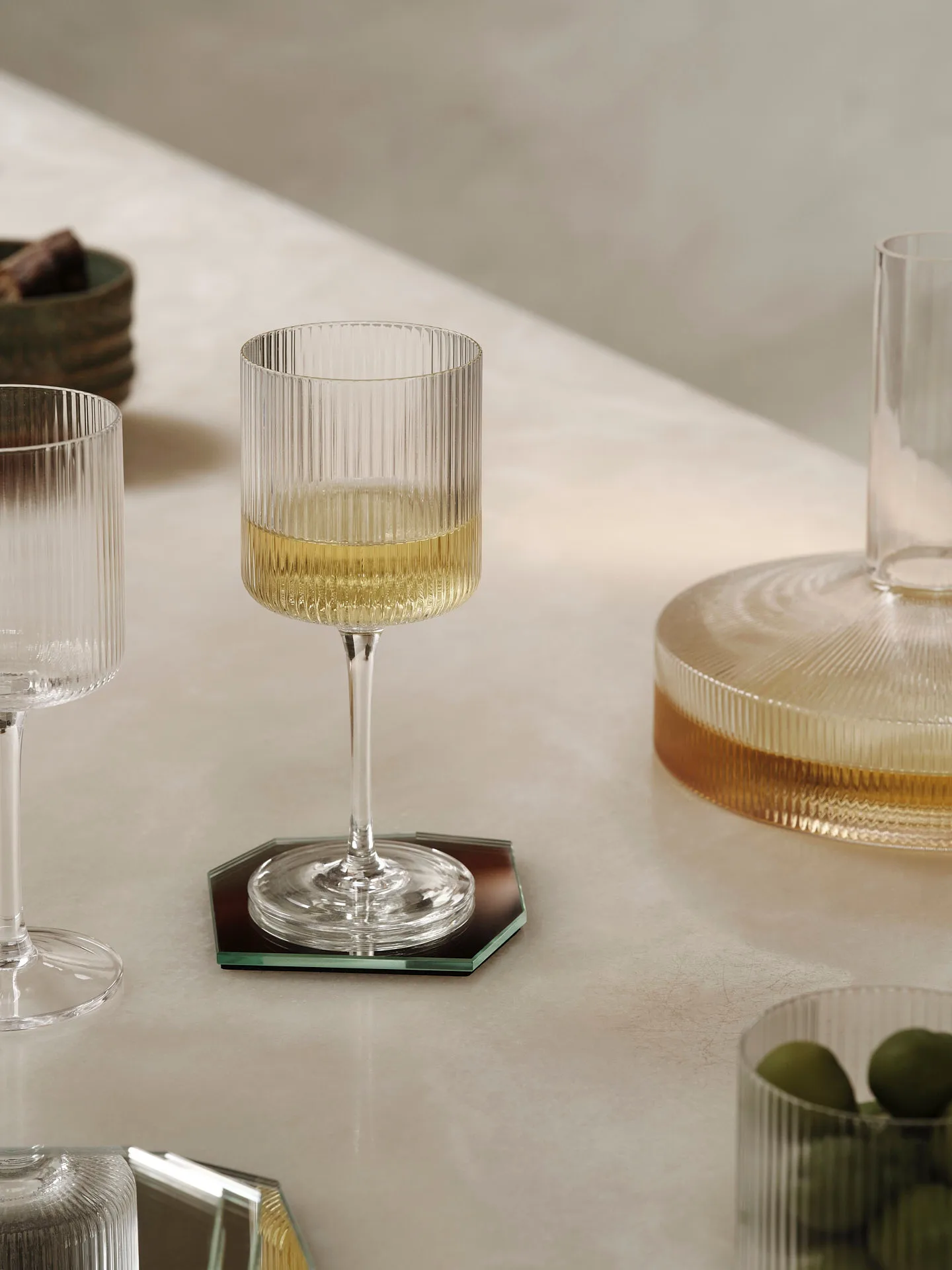 Ripple white wine glass 26 cl 2-pack, Clear Ferm Living