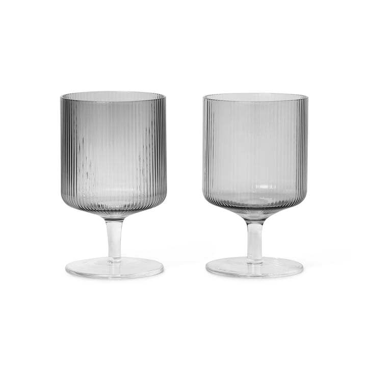 Ripple wine glass 2-pack - Smoked grey - Ferm Living