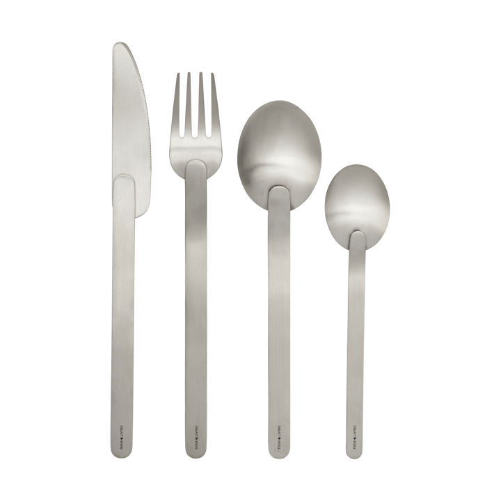 Stelo cutlery set 4 pieces, Brushed Stainless Steel Ferm Living