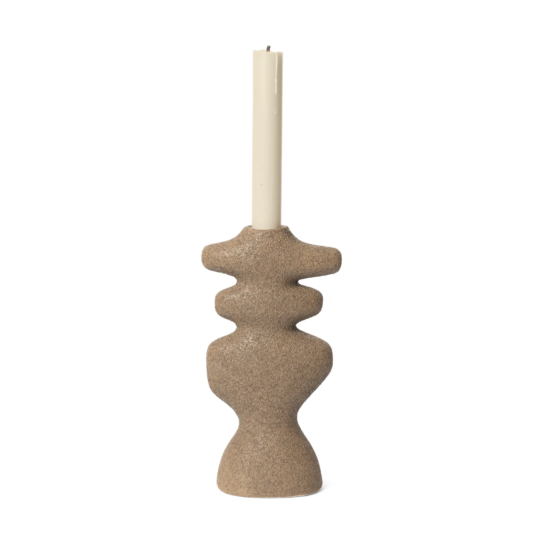 Yara candlestick large, Dark Sand Ferm Living