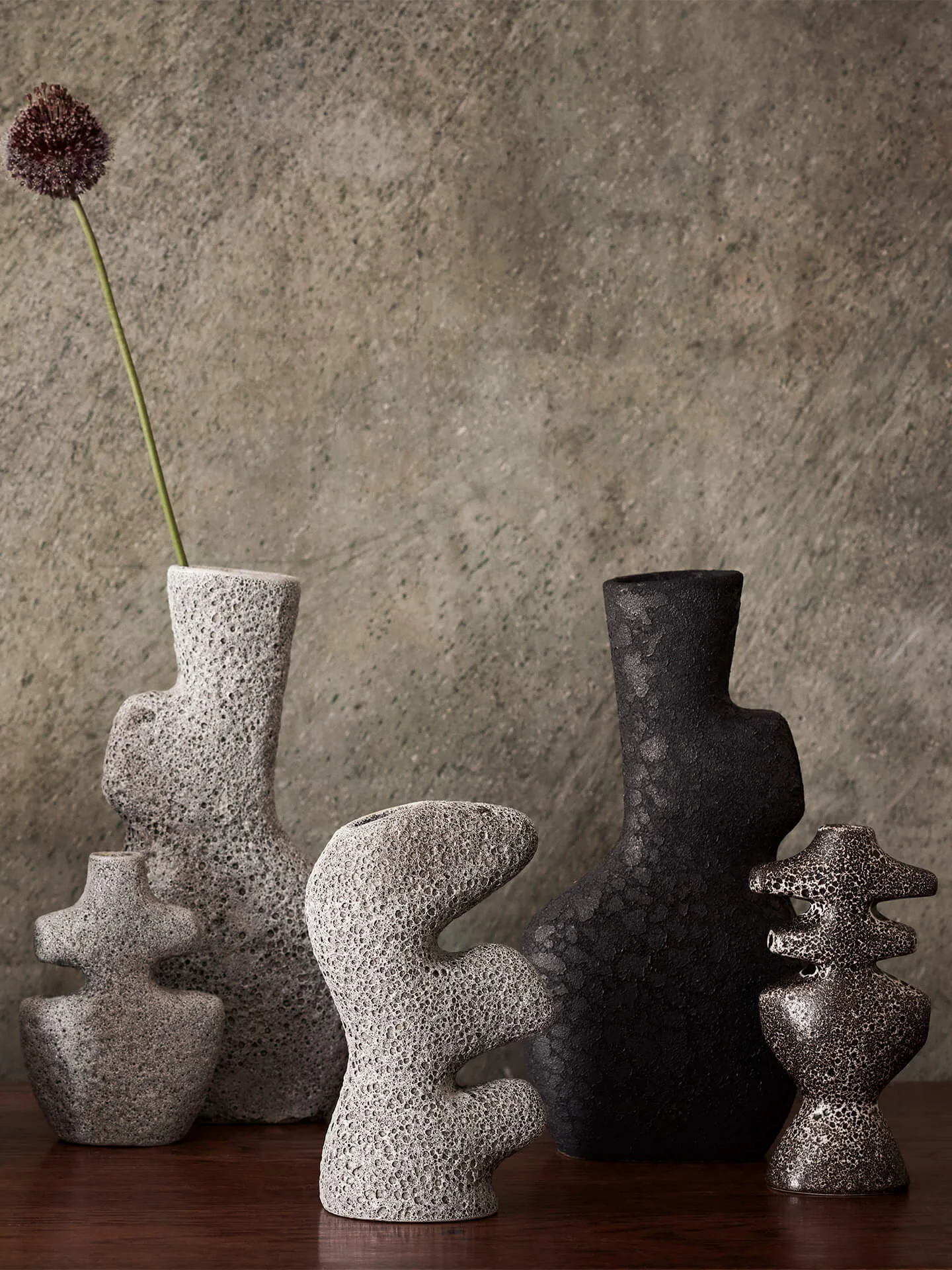 Yara candlestick medium, Grey Pumice Ferm Living